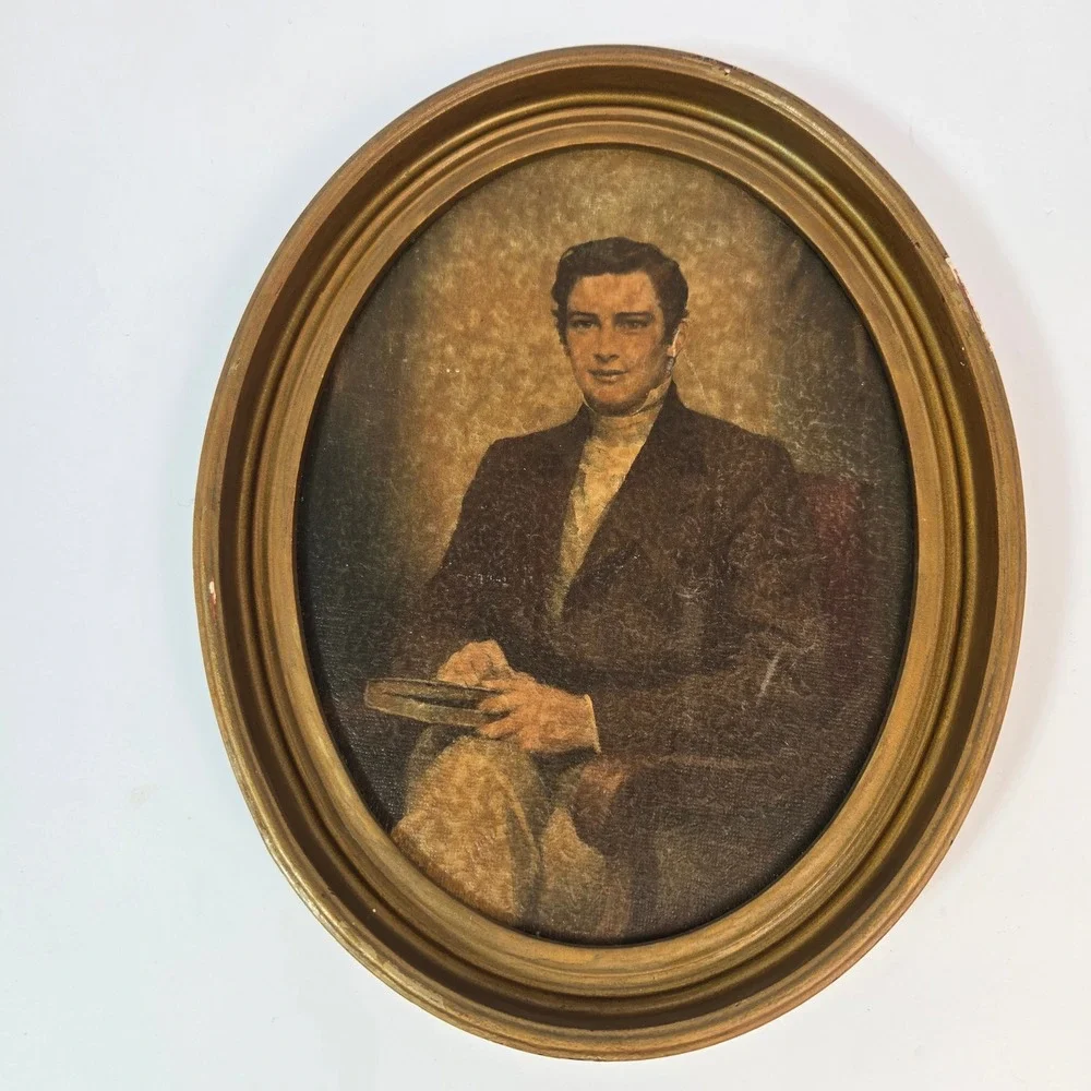 Vintage Colonial Gentleman Oval Framed Art Print by C. Bosseron Chambers NY